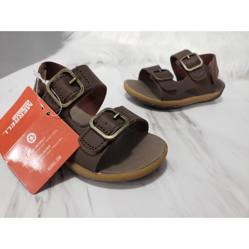 NEW SIZE 5 BABY NEWBORN WALKING Merrell Brown Bare Steps Sandals fisherman